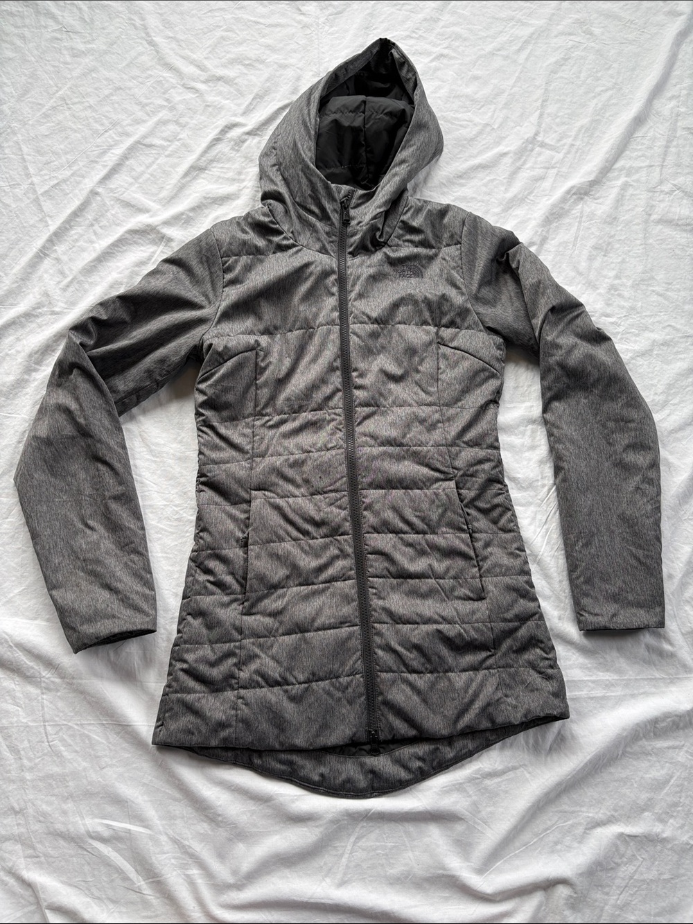 North Face Hooded Quilted Parka Women’s XS Heather Gray
